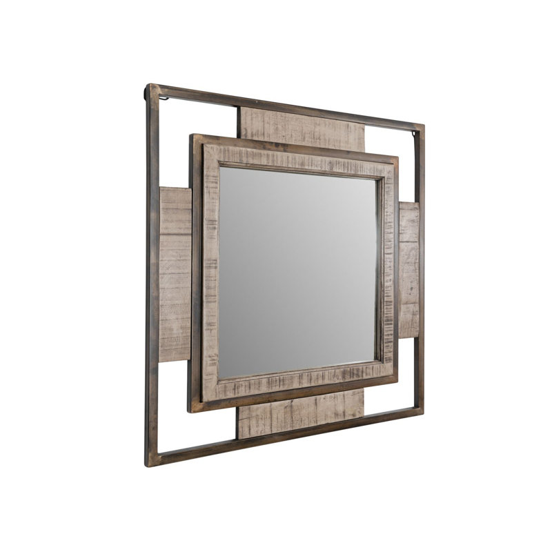 Heavy Industry Wood Wall Mirror, Brown