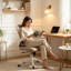 Chaises de bureau ergonomiques, avec accoudoirs relevables, soutien lombaire, dossiers inclinables et roulettes silencieuses (noir, kaki)-1755781257