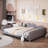Full Size Upholstered Daybed, Sherpa Fabric Sofabed With Cloud-Shaped Backrest, No Box-Spring Needed, Gray-357622455