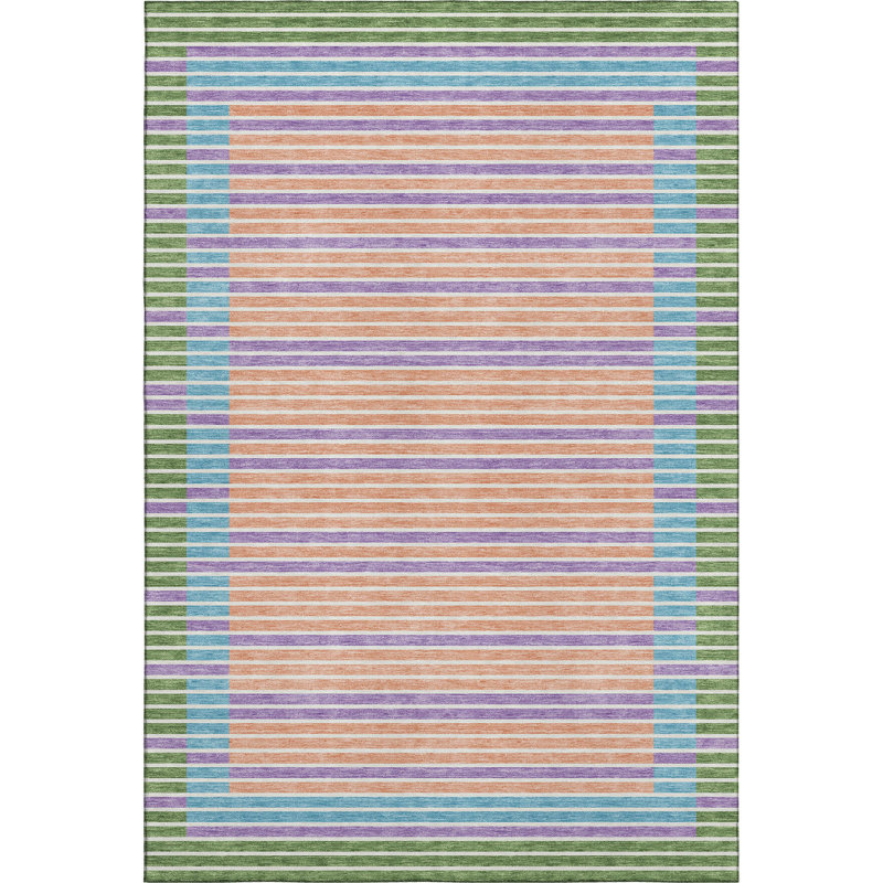Premium Machine Washable Elize AMF1398 Stripes Rug, Rectangle 3' x 5'