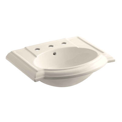 Devonshire® Ceramic 24" Pedestal Bathroom Sink with Overflow