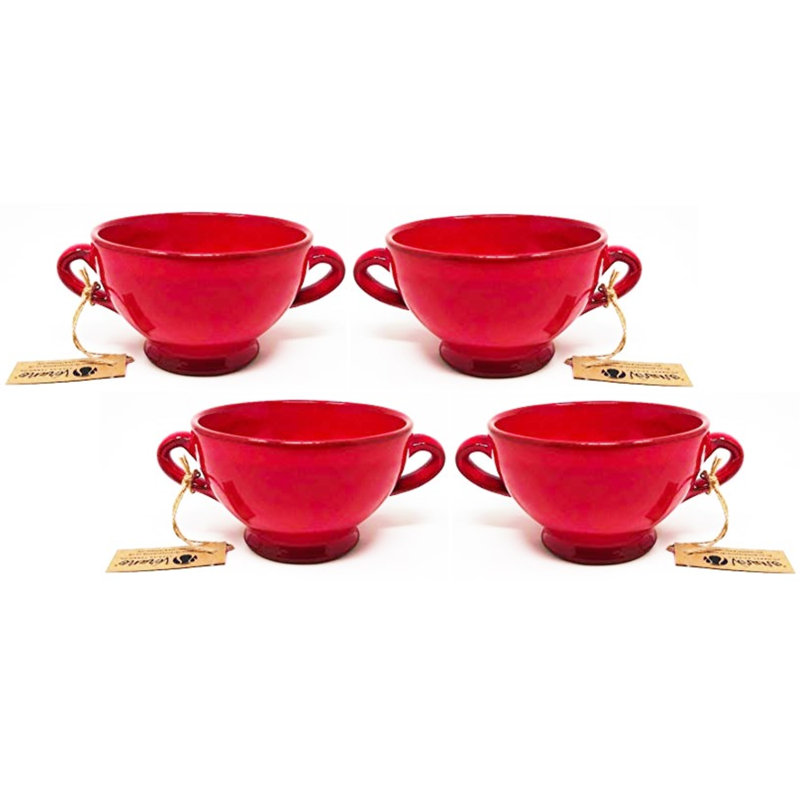 Selena - Soup Bowl - Blue - Set Of 4, Red