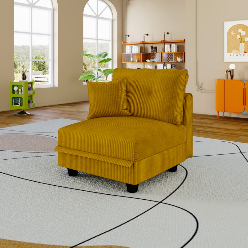 Degennaro Yellow Corduroy Fabric Storage Chair