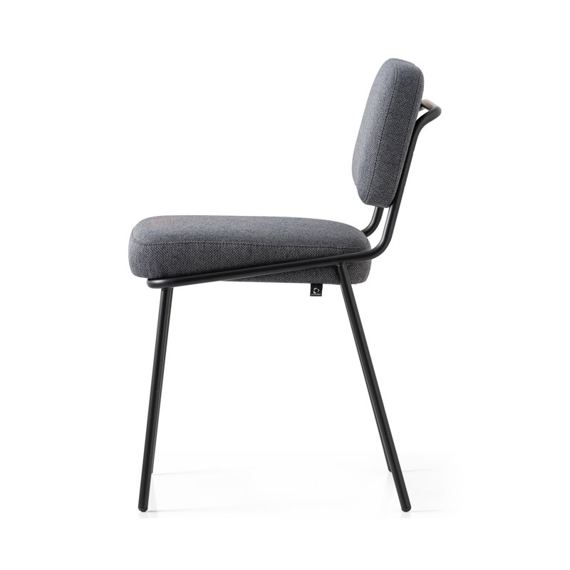 Sixty Upholstered Dining Chair with Metal Frame, Black, Matt Black