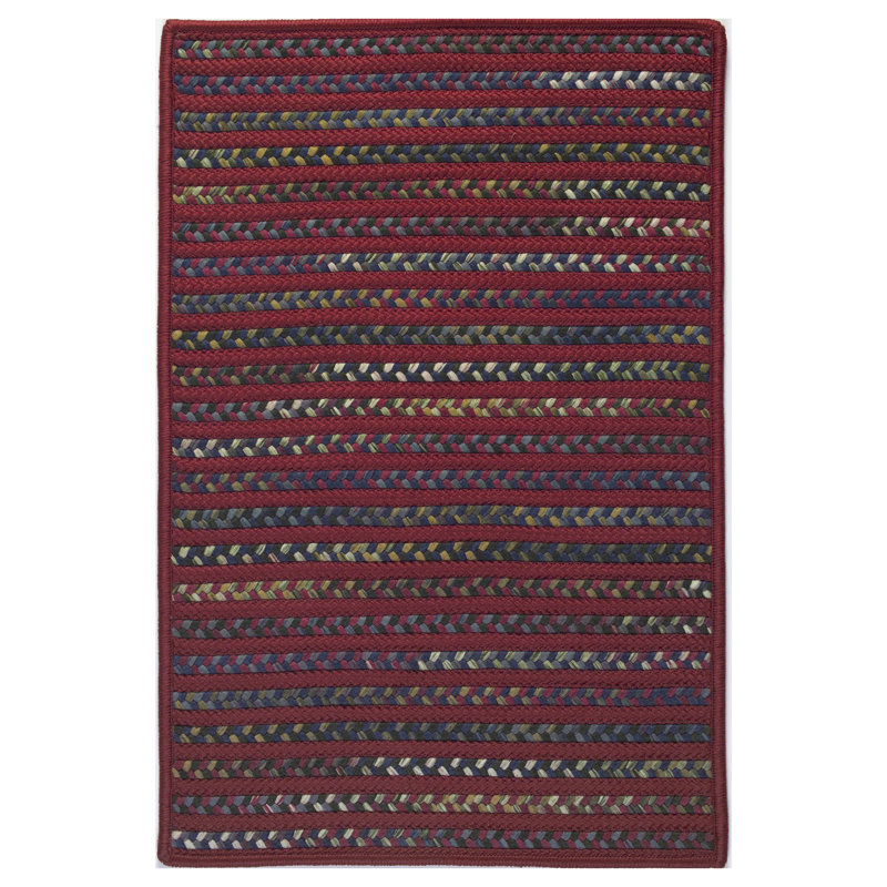 Tapis rouge / bleu / vert tressé Donnay, Rectangle 1 pi 8 po x 2 pi 6 po