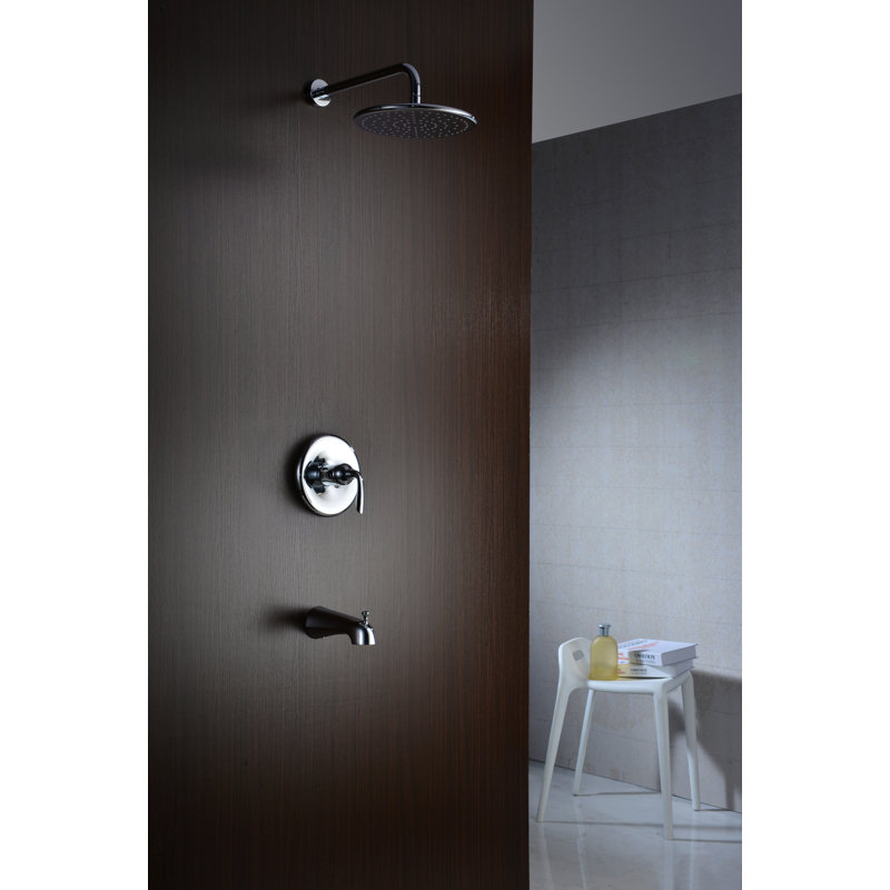 Meno Tub & Shower Faucet with Rough in-Valve, Lustrous Polished Chrome