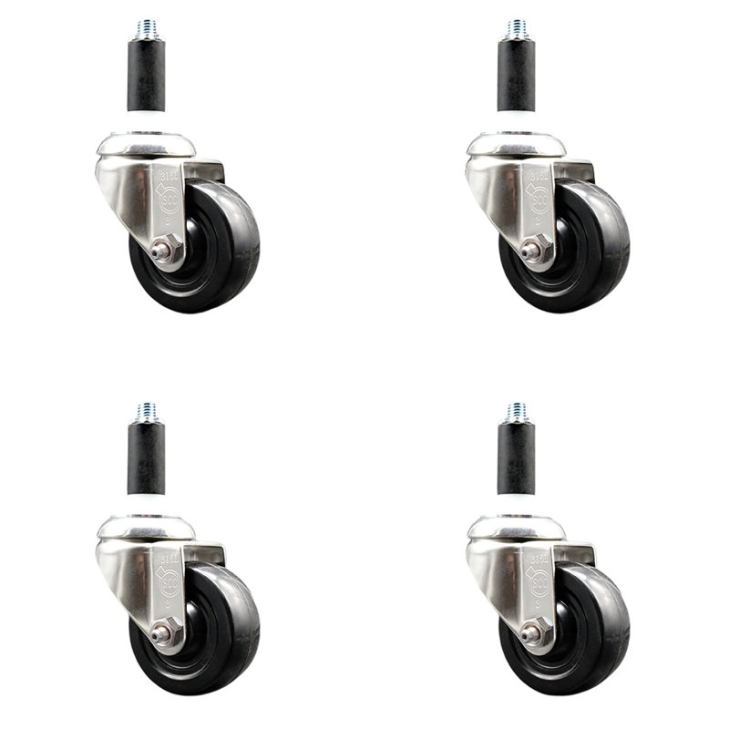Ensemble de roulettes extensibles en caoutchouc dur, H 3,5 po x l 3,5 po
