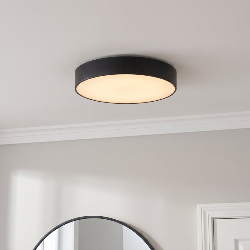 Elmfield Cherylene 8-in Black dimmable LED Flush Mount, Matte Black