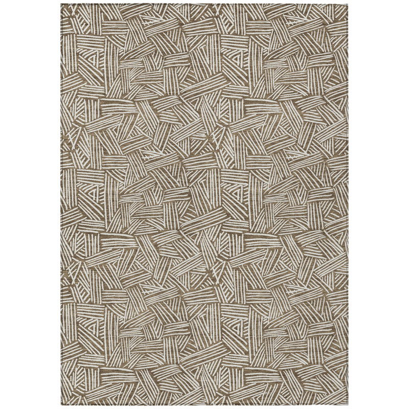 Machine Washable Indoor/Outdoor Chantille ACN2648 Geometric Rug, Mocha, 10' x 14'