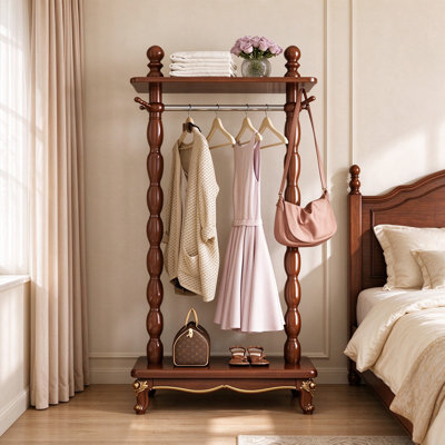 Freestanding Wooden Hall Tree Coat Rack