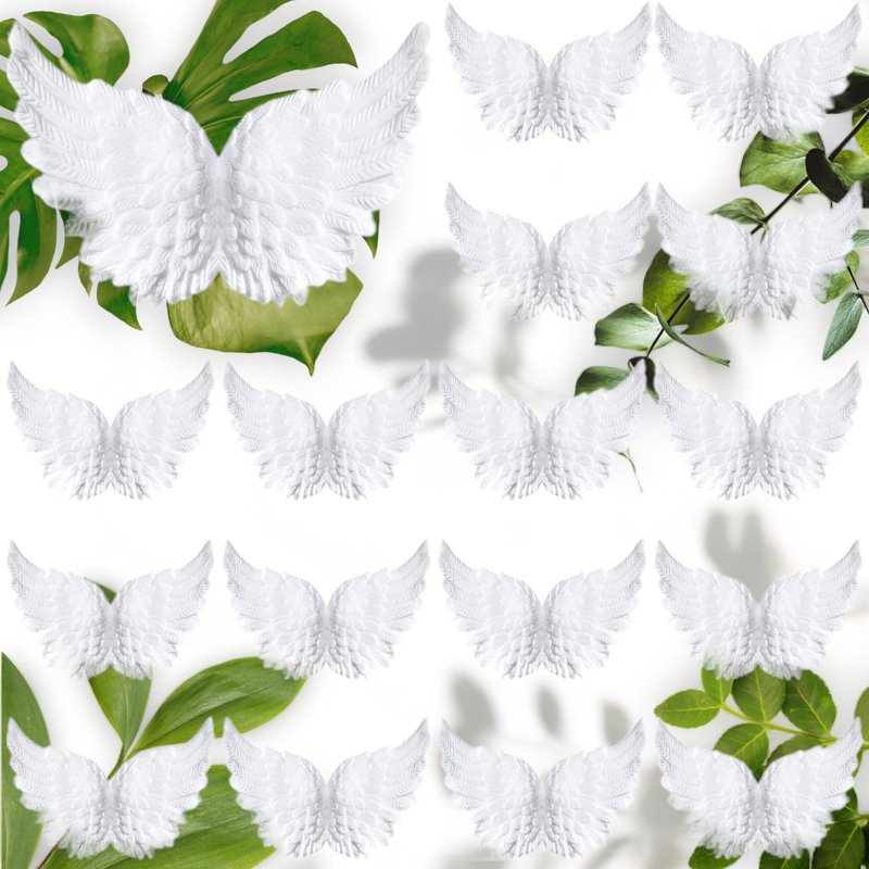 Mini White Plastic Angel Wings 18 Pack