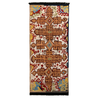 Rug & Kilim’S Russian Rug In Orange And Beige Brown Tribal Pattern