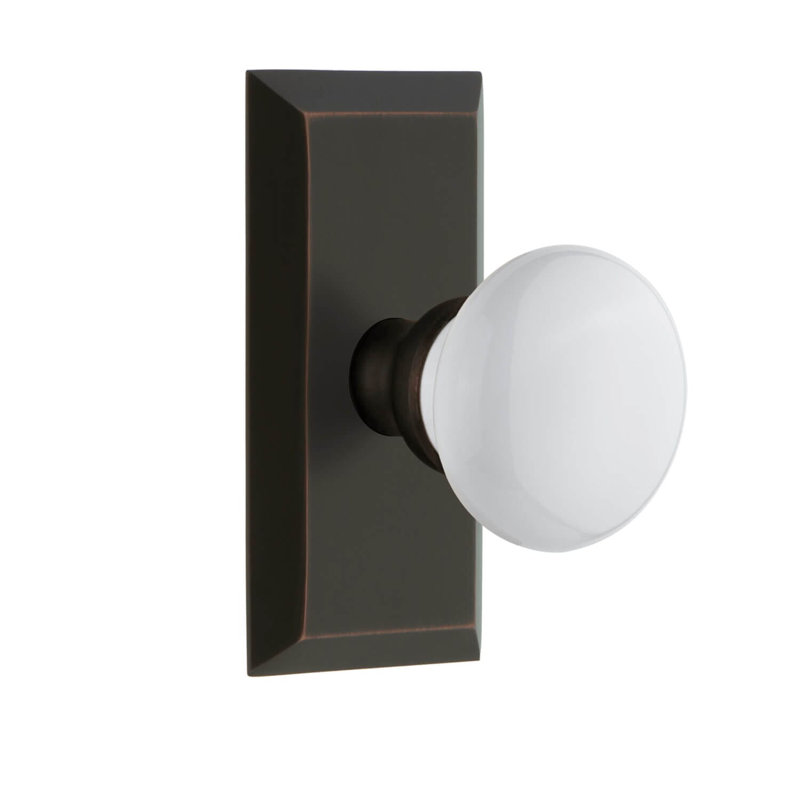 Grandeur Fifth Avenue Short Plate With Hyde Park Knob, Timeless Bronze