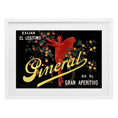Affiche d'apéritif avec personnage encadré sous verre, design par Leonetto Cappiello