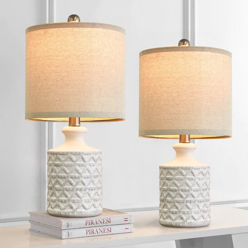 Mini lampe de table classique moderne en céramique 18 po, élégante, bureau, salon, salle à manger, chambre à coucher, blanc