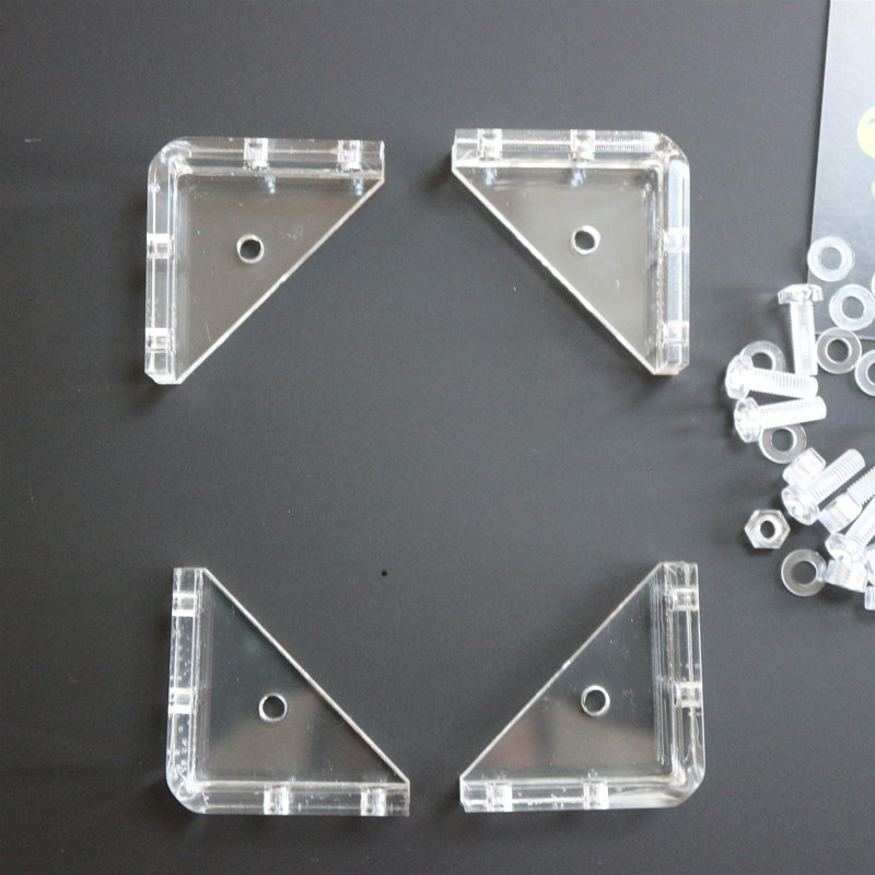 V3, 5mm thickness, Corner Brackets, Clear Transparent Perspex Acrylic + 20x M5 Bolts, Clear Right Angle Bracket, Corner