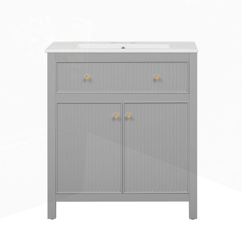 Ensemble de meuble-lavabo autoportant avec portes à fermeture douce