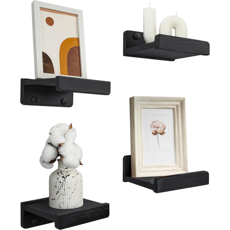 Ravita 4 Piece Floating Shelf, Black