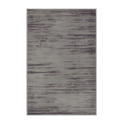 Tapis abstrait gris lavable à la machine