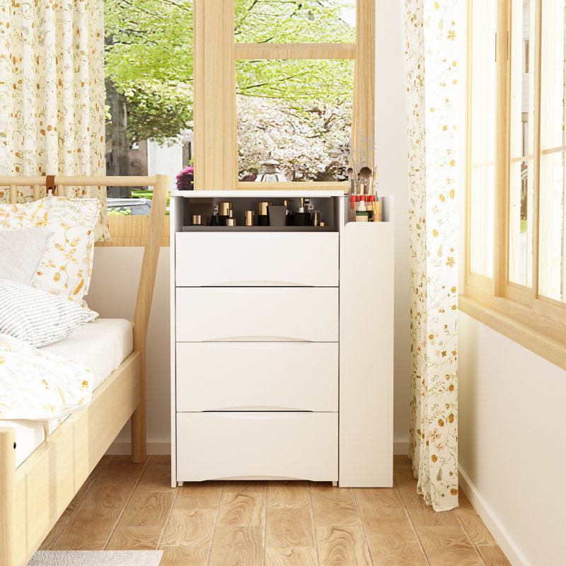 3 In 1 Vanity Desk With Flip Top Mirror And Sliding Side Cabinet