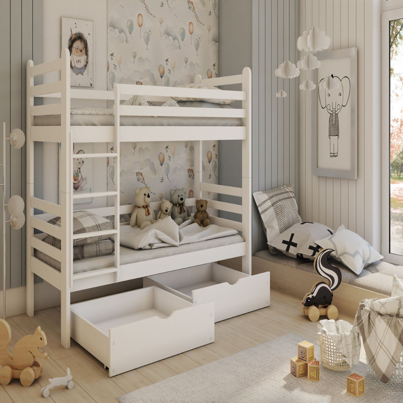 Fairlin Bunk Bed With 2 Drawers, European Toddler (80 x 180cm)
