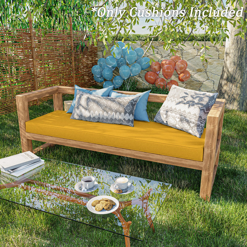 Outdoor 3.5'' Bench Seat Cushion, Available In 5 Sizes, Yellow, 60" W x 18" D