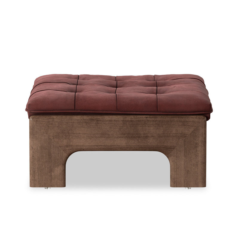 Halston Ottoman-Dulane Moss, Nubuck Burgundy
