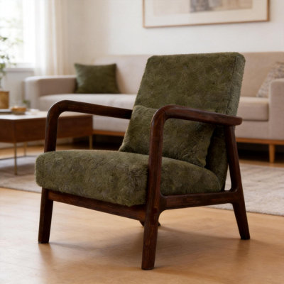 Chaise d'appoint moderne avec coussin et structure en bois pour le salon, la chambre à coucher