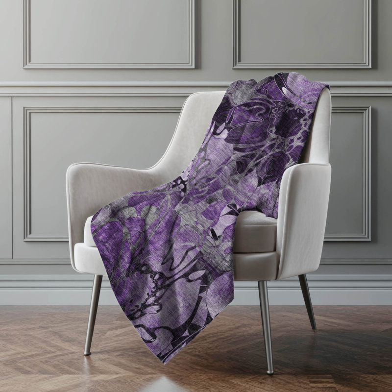 Jeté en sherpa floral Addison, Purple