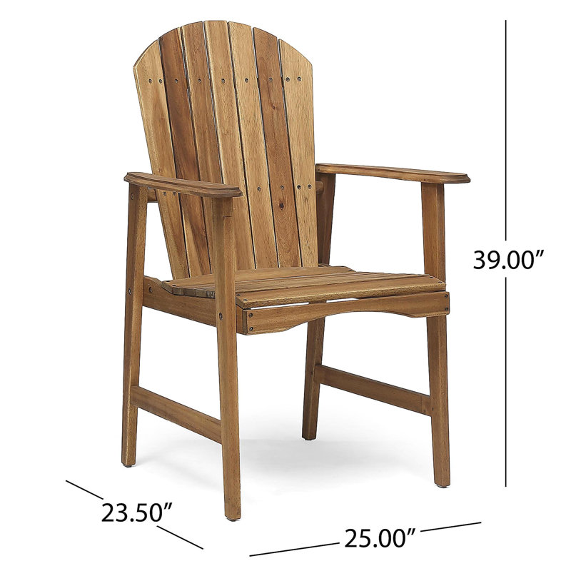 Outdoor Weather Resistant Acacia Wood Adirondack Dining Chairs, Set of 2, Natural