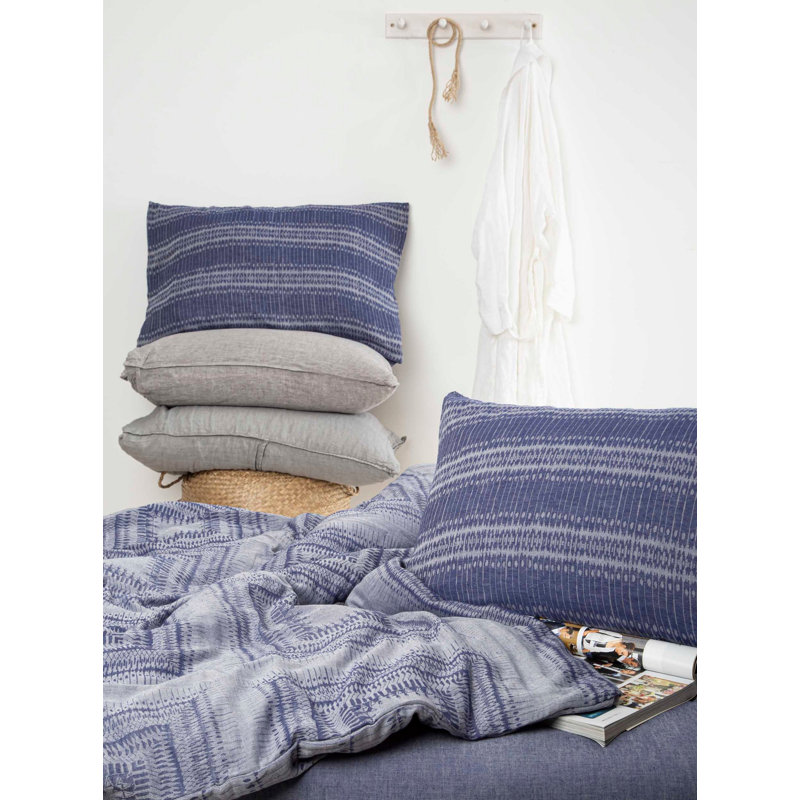 Ensemble de housse de couette 100% coton bleu / gris Blaisdell 4 pièces