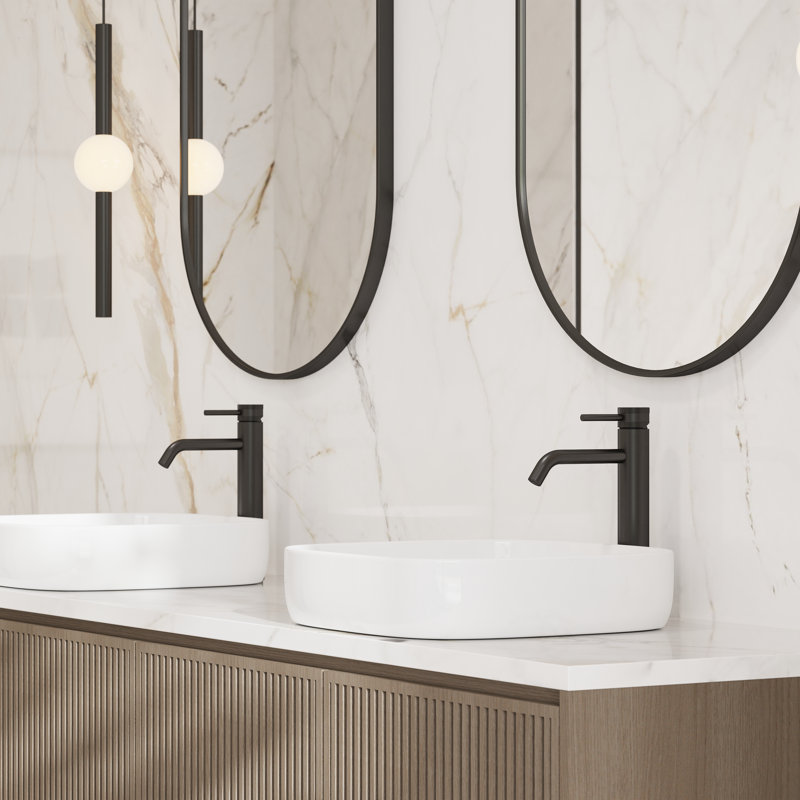  Robinet de lavabo vasque H 12 "avec bonde escamotable Angelsey, Noir mat