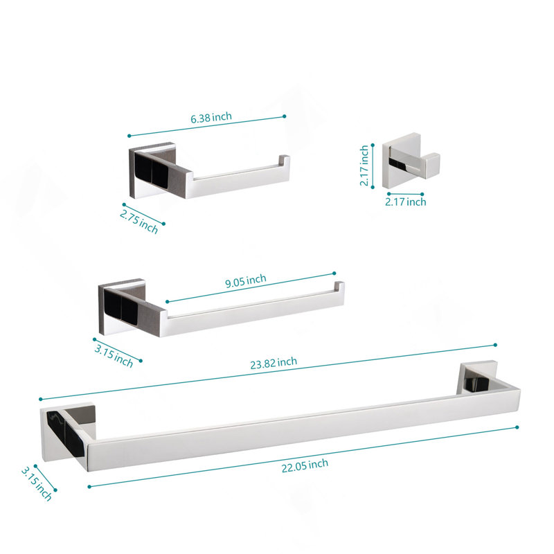 4 - Piece Bathroom Hardware Set, Chrome