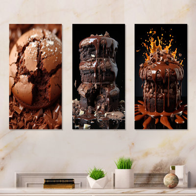Chocolate Cookie Delights I - Pop Art Canvas Prints Set Of 3
