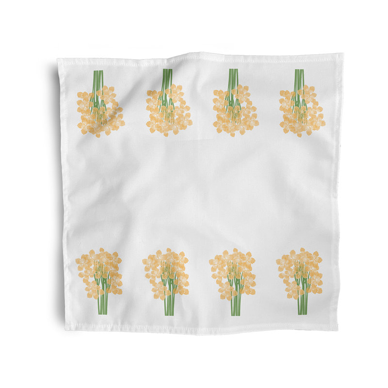 Cleven Polyester Floral Square Napkin, Yellow
