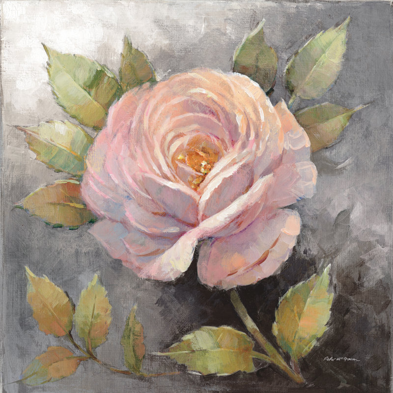 Roses sur fond gris IV, H 36 po x l 36 po x P 1,25 po