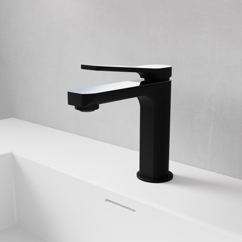 Single-Hole Single-handle Bathroom Faucet with Drain Assembly, Matte Black/Chrome