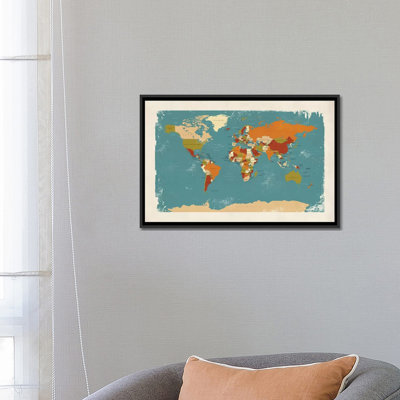 «Retro Carte politique du monde IV» par Michael Tompsett, impression sur toile