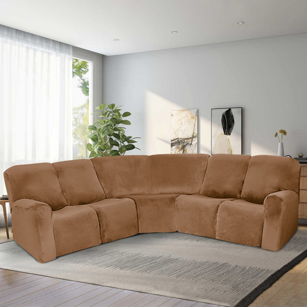 Latitude run velvet stretch 7 piece sectional sofa covers reclining