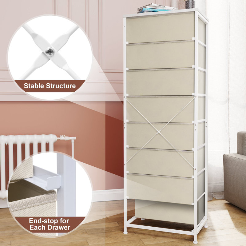 Rangement à 8 tiroirs, beige, Beige