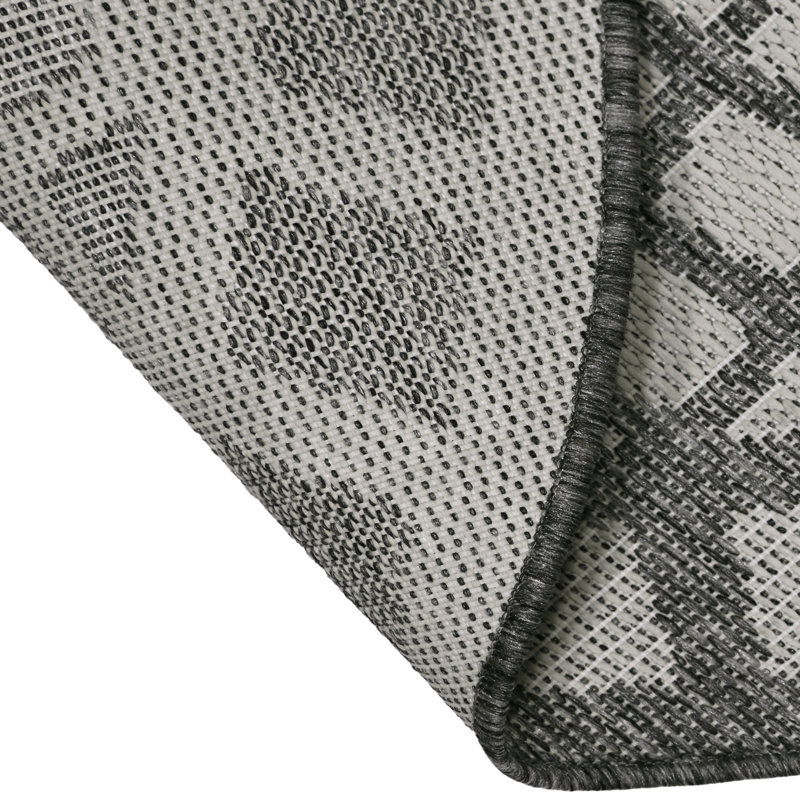 Tapis d'intérieur / extérieur synthétique gris géométrique 6 pi 6 po
