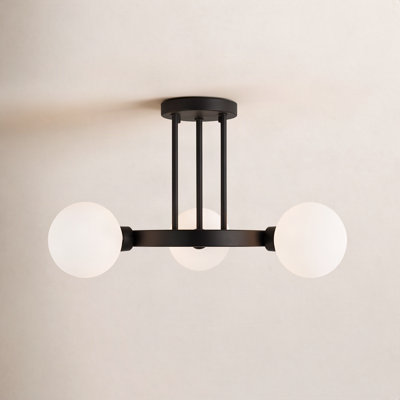 Eveliina 3 Light Glass Semi Flush Mount