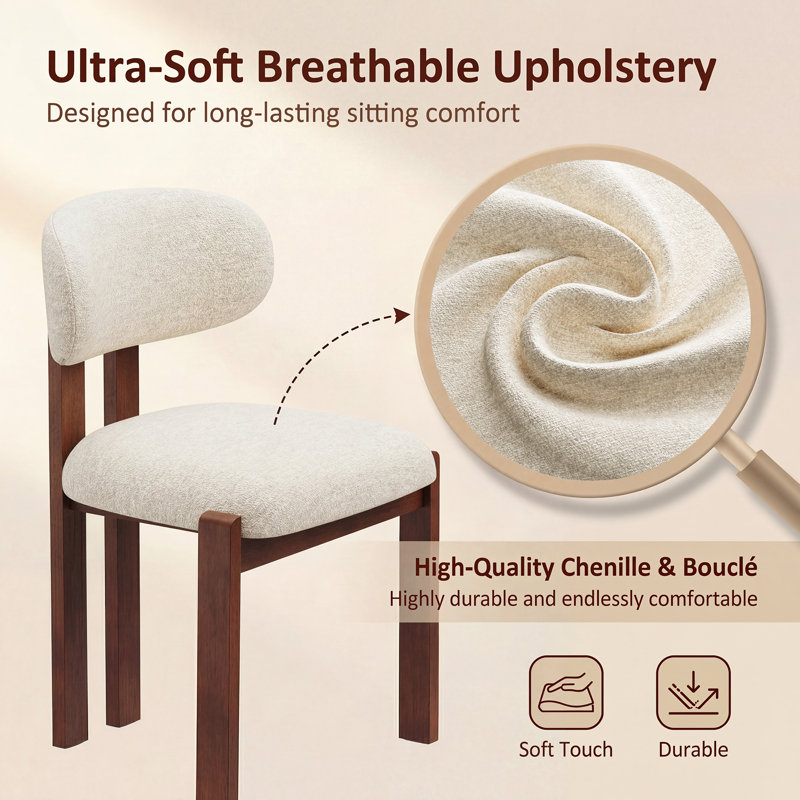 40.5cm H Fabric Upholstered Upholstered Back Side Chair in Beige, Brown, Beige