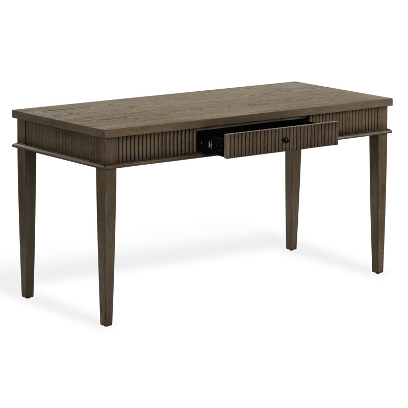 Shelbie 1 Drawer Reeded Desk, Dark Brown Oak