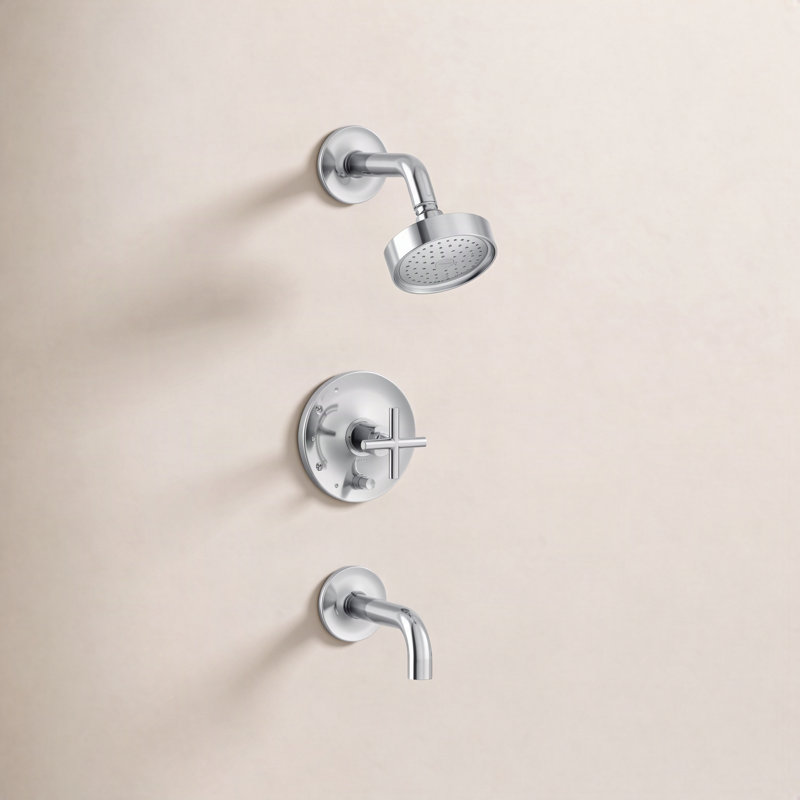 Purist Rite-Tub and Shower Faucet, Polished Chrome, Scroll Handle