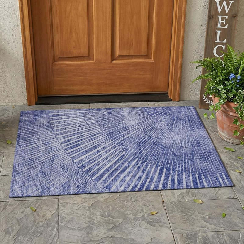 Tapis extérieur lavable antidérapant 2 pi x 3 pi bleu marine