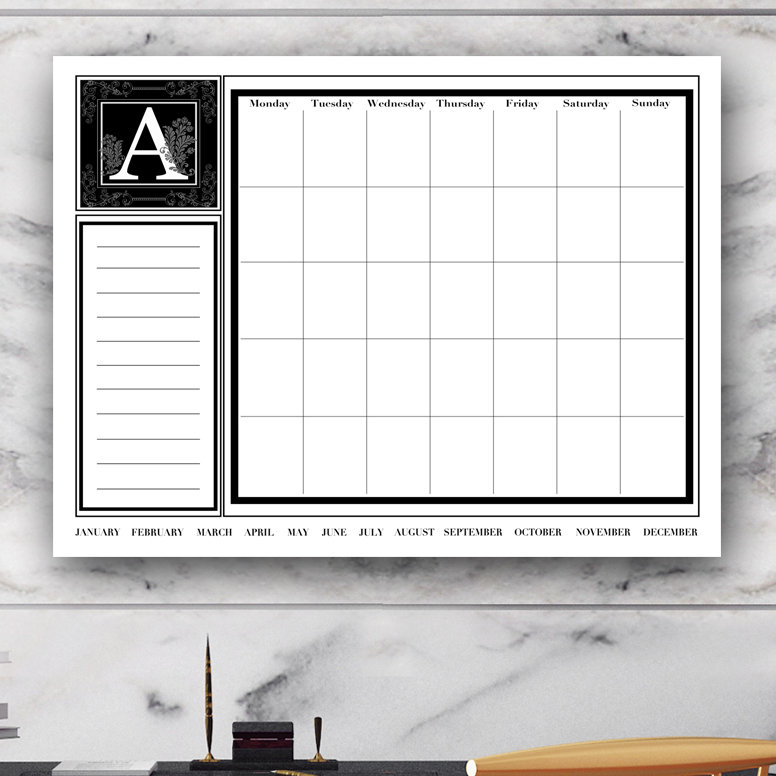 Tableau effaçable mensuel, Lettre N