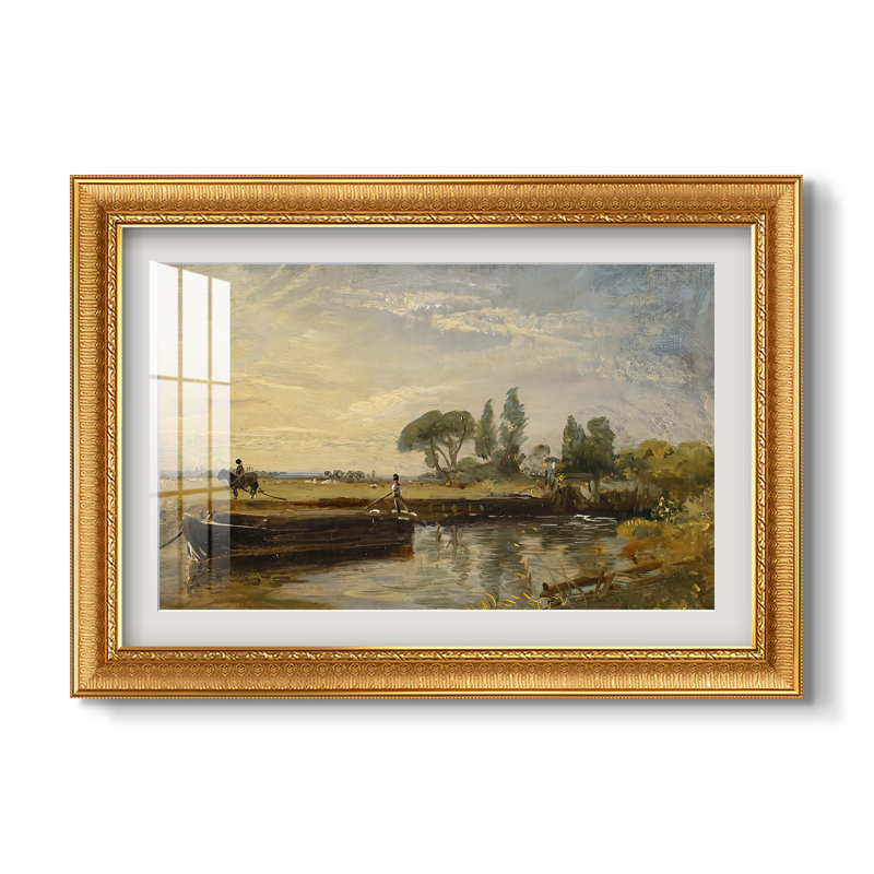 Péniche en aval de l'écluse de Flatford, vers 1810 - John Constable - Estampe encadrée sur mesure, Or vénitien orné