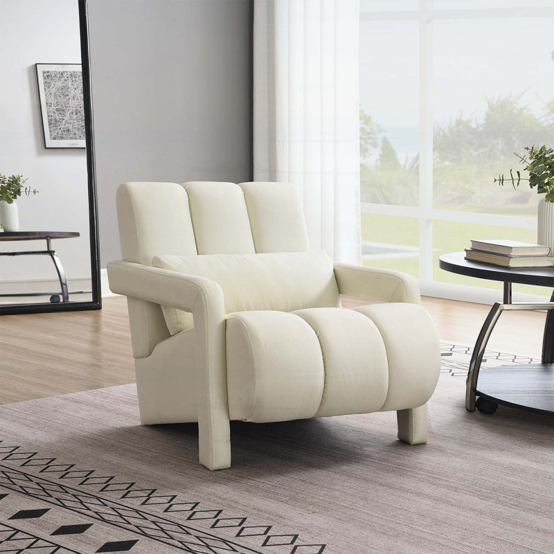 Chaise d'appoint moderne rembourrée, Beige
