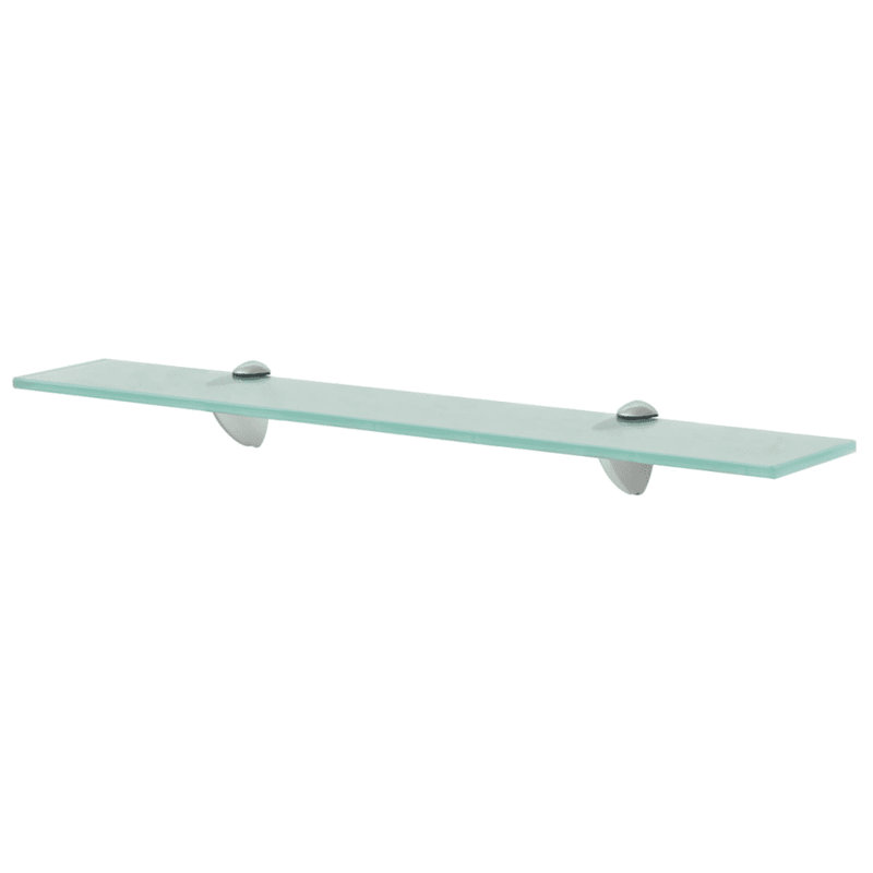 vidaXL Wall Shelf Floating Display Shelf with Clip Brackets Tempered Glass, 0.8cm H x 60cm W x 20cm D, Frosted